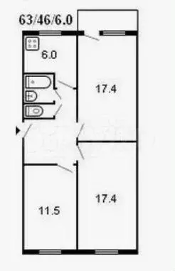 3-к. квартира, 63 м, 5/6 эт. - Фото 0