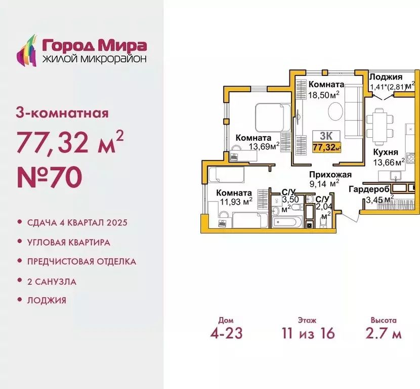 3-к кв. Крым, Симферополь Город Мира жилой комплекс (77.32 м) - Фото 0