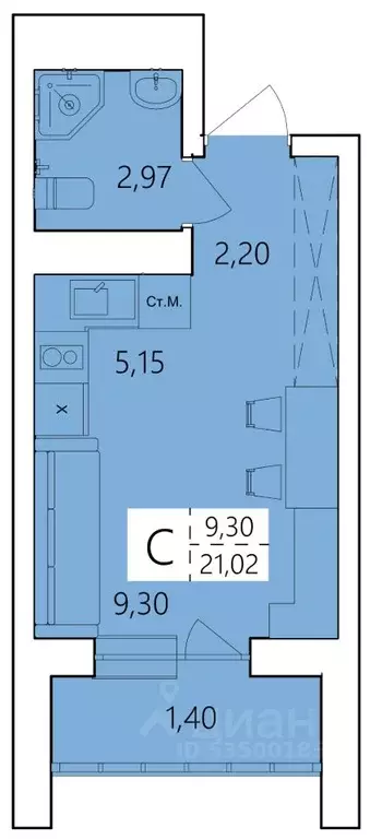 Студия Башкортостан, Уфа ул. Пожарского, 237 (21.02 м) - Фото 0
