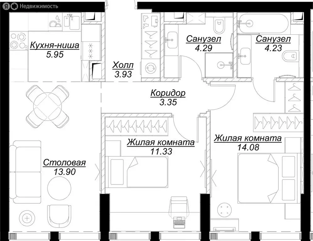 2-комнатная квартира: Москва, 4-я улица Марьиной Рощи, 12к3 (61.78 м) - Фото 0