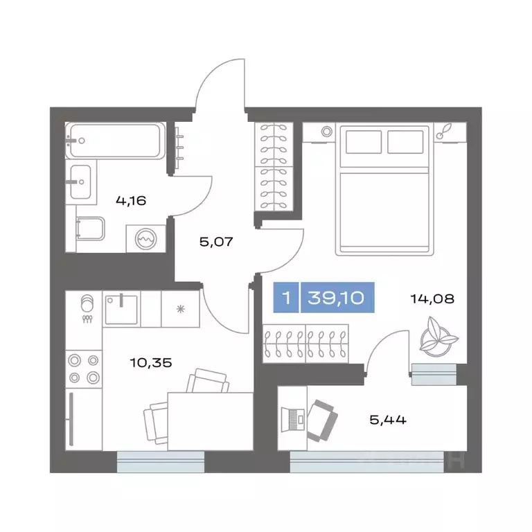 1-к кв. Тюменская область, Тобольск пер. Радищева, 17 (39.1 м) - Фото 1