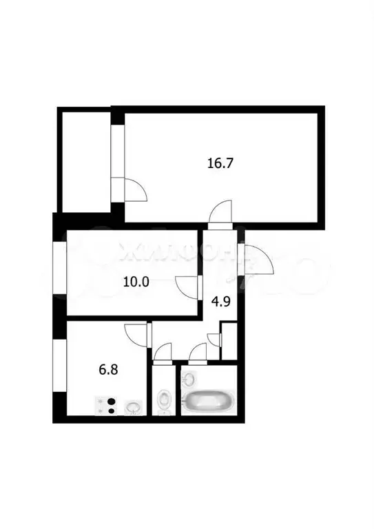 2-к. квартира, 44,9 м, 3/10 эт. - Фото 0