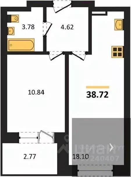 1-к кв. Воронежская область, Воронеж Транспортная ул., 58 (38.72 м) - Фото 0