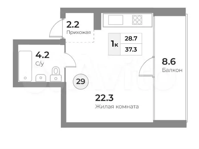 Апартаменты-студия, 40 м, 1/5 эт. - Фото 0