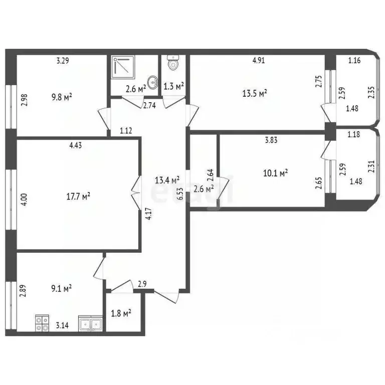 4-к кв. Смоленская область, Смоленск ул. Попова, 132 (85.5 м) - Фото 1