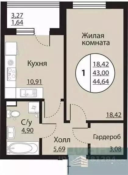 1-к кв. Воронежская область, Воронеж Московский просп., 138 (44.6 м) - Фото 0