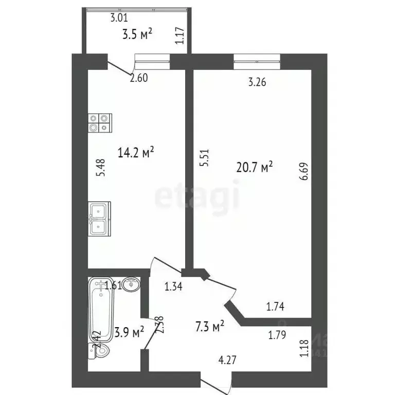 1-к кв. Краснодарский край, Геленджик ул. Геленджикская, 37 (46.0 м) - Фото 1