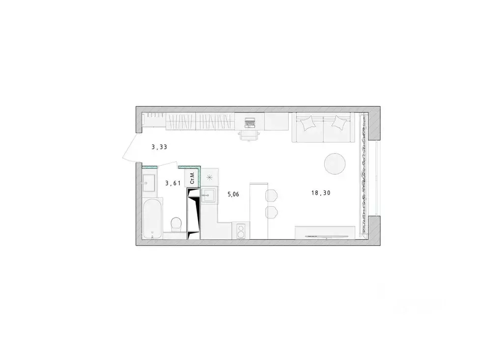 Студия Московская область, Пушкино Ярославское ш., 194 (30.4 м) - Фото 0