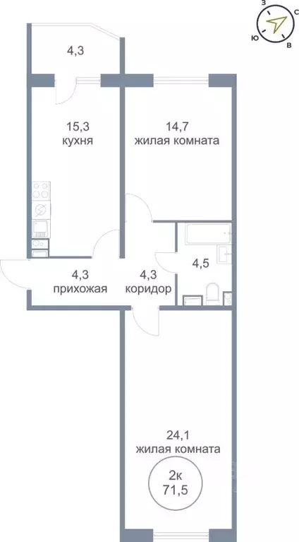 2-к кв. Ханты-Мансийский АО, Сургут тракт Югорский, 54/1 (71.5 м) - Фото 0