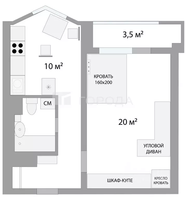 1-к кв. Москва Ленинградское ш., 108к3 (38.0 м) - Фото 1