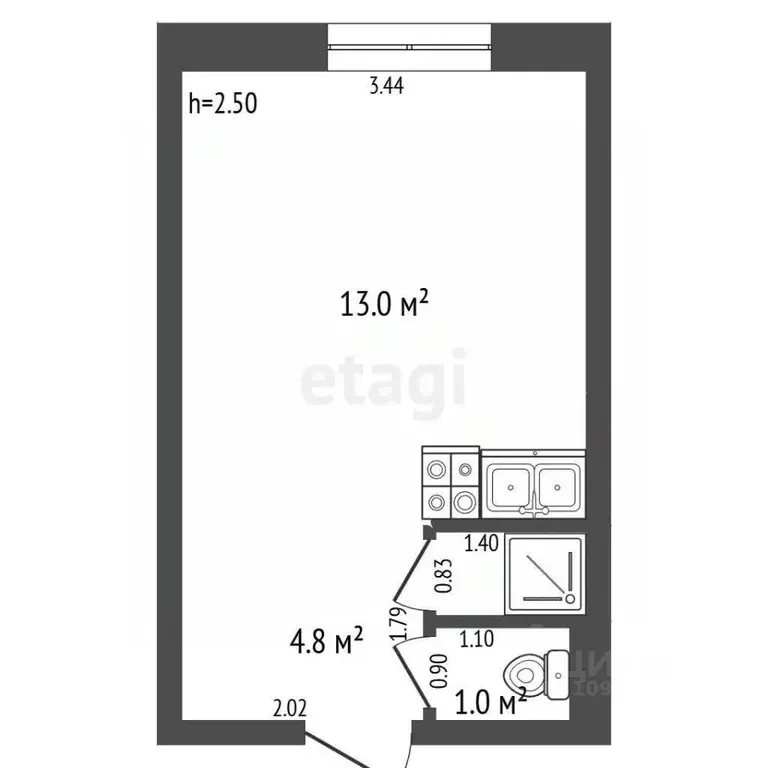 1-к кв. Башкортостан, Стерлитамак ул. Худайбердина, 170А (18.8 м) - Фото 1