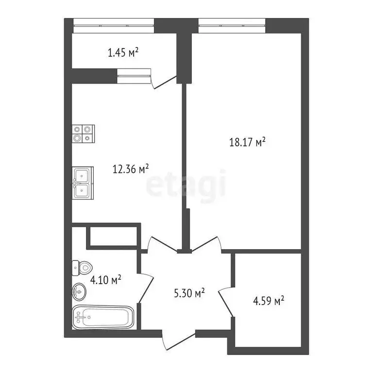 1-комнатная квартира: Пенза, Ладожская улица, 9 (46 м) - Фото 0