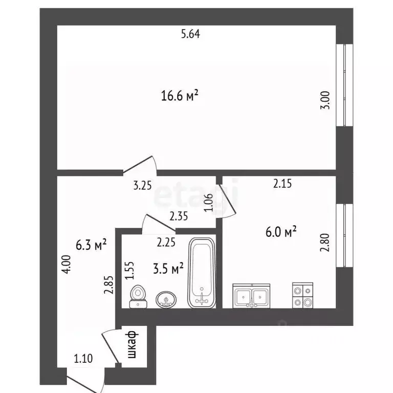 1-к кв. Мордовия, с. Ельники ул. Кирова, 3 (33.1 м) - Фото 2