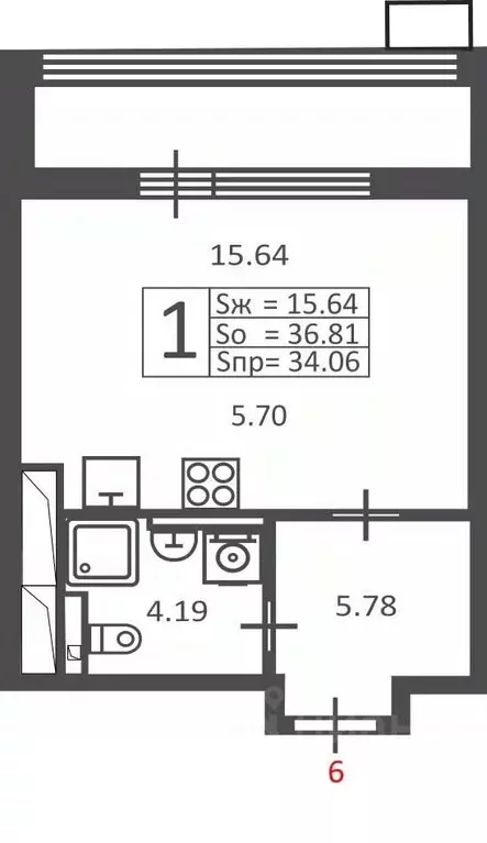 1-к кв. Москва Полярная ул., 16К1 (34.06 м) - Фото 1