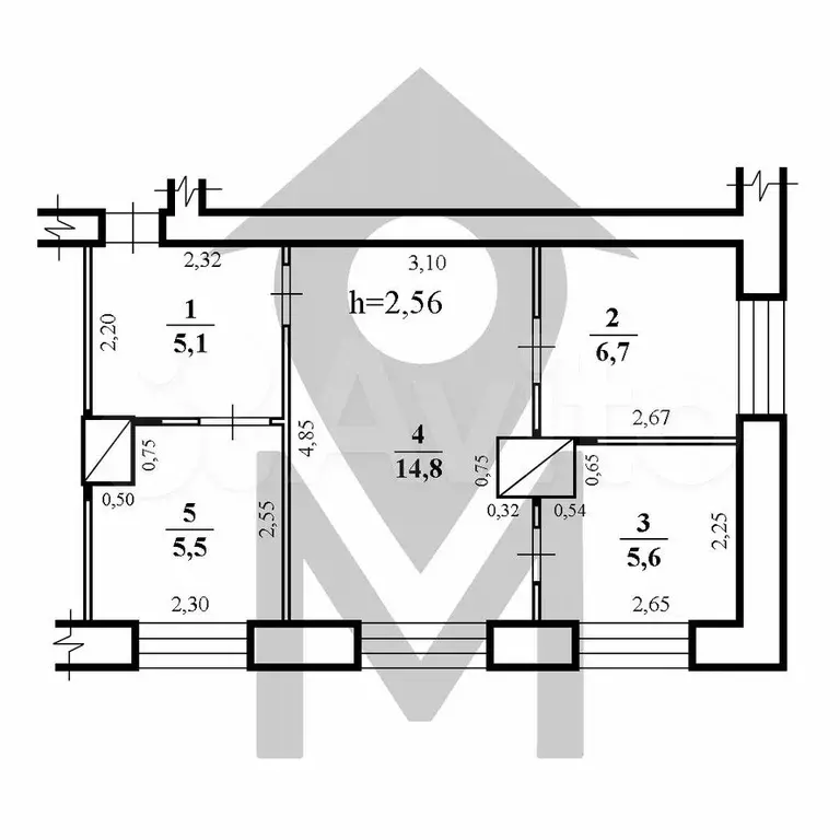 3-к. квартира, 37,7 м, 2/2 эт. - Фото 0
