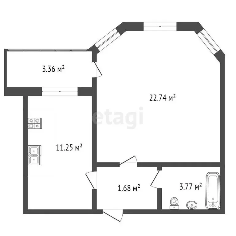 1-комнатная квартира: Тамбов, улица Агапкина, 11А (42.5 м) - Фото 0