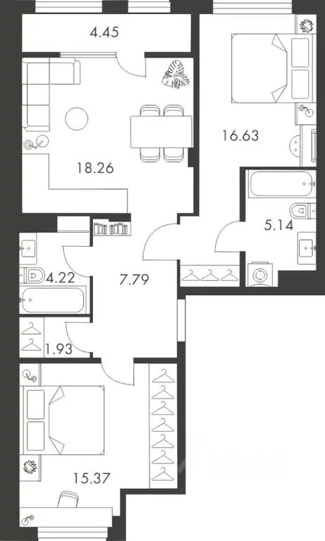 2-к кв. Тульская область, Тула ул. Карпова, 103А (73.79 м) - Фото 0