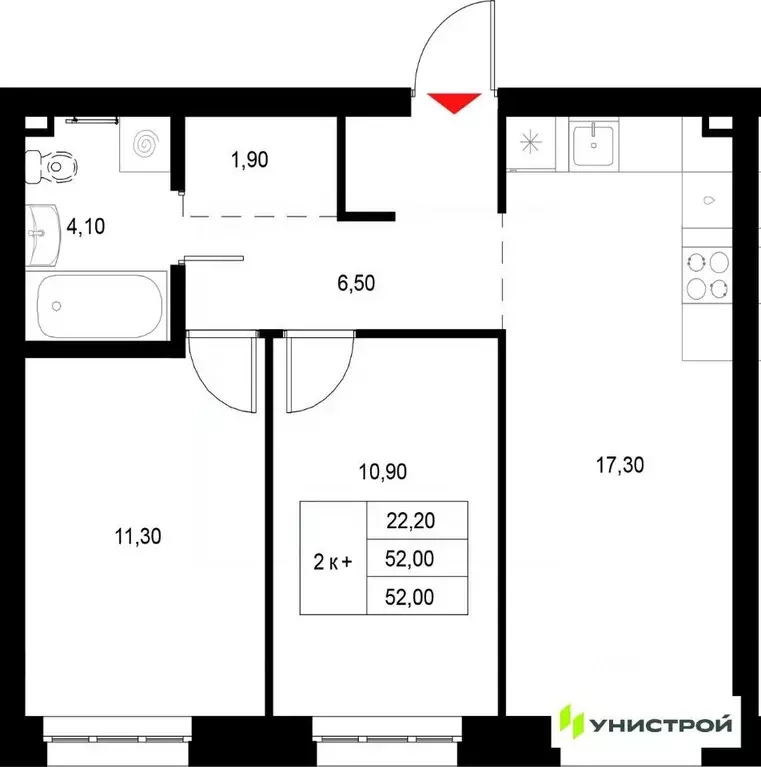 2-к кв. Татарстан, Казань Техническая ул. (52.0 м) - Фото 1