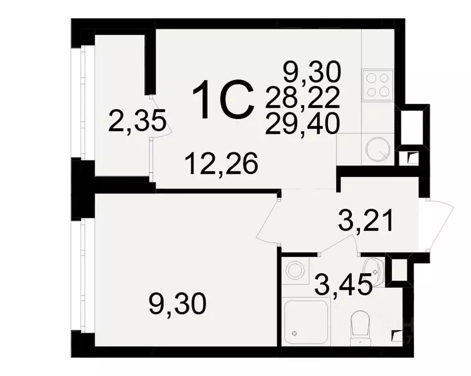 1-к кв. Рязанская область, Рязань Аура жилой комплекс (28.22 м) - Фото 1