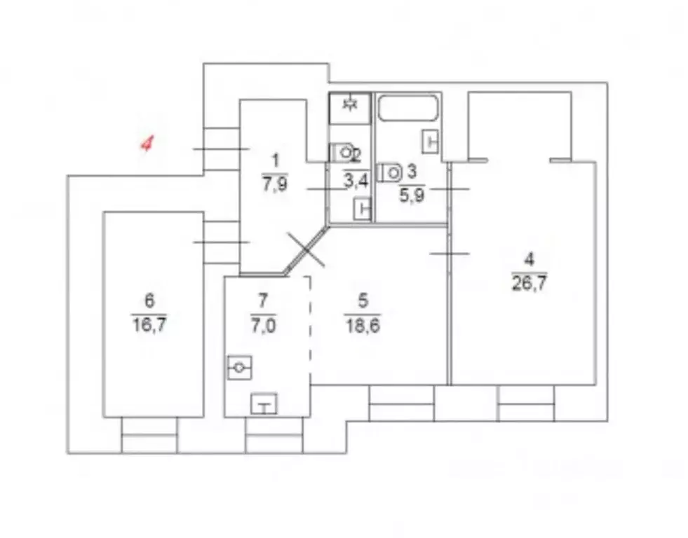 3-к кв. Москва ул. Арбат, 30/3С3 (86.2 м) - Фото 1