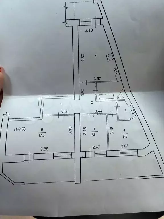 3-к. квартира, 94,5 м, 6/10 эт. - Фото 0
