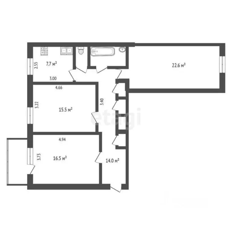 3-к кв. Москва ул. Маршала Соколовского, 13 (86.6 м) - Фото 2