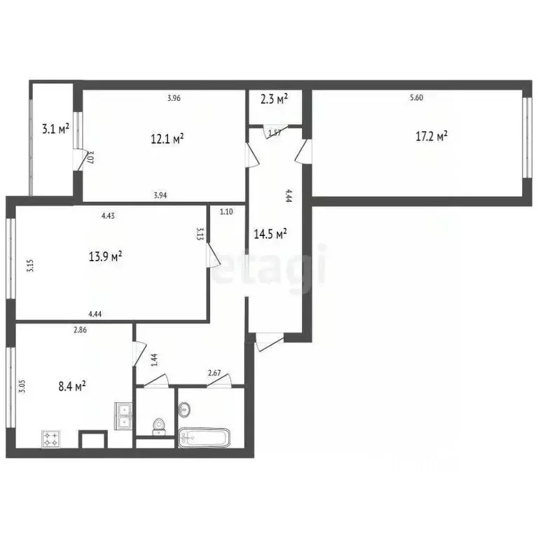 3-к кв. Санкт-Петербург ул. Латышских Стрелков, 9К2 (72.0 м) - Фото 1