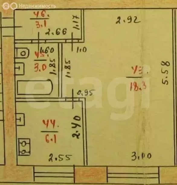 1-комнатная квартира: Казань, улица Качалова, 82/19 (31.4 м) - Фото 1