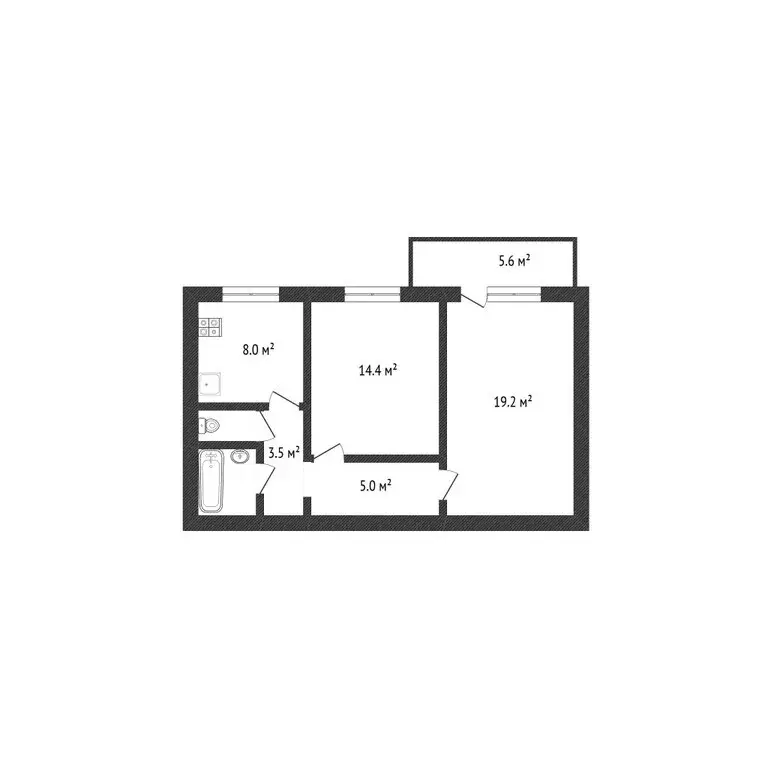 2-комнатная квартира: Ульяновск, Ульяновский проспект, 4 (51.72 м) - Фото 2