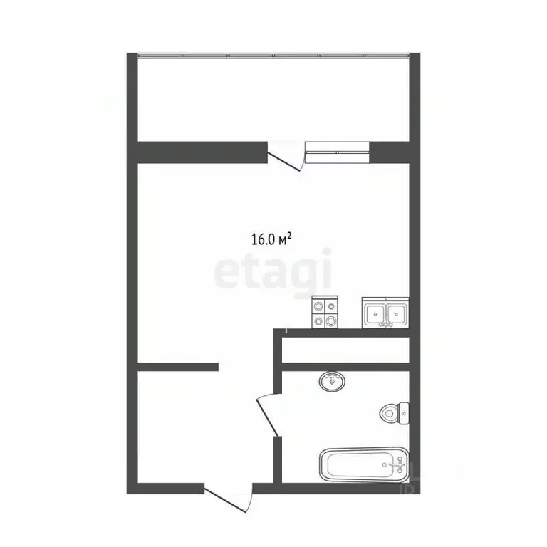 Студия Тюменская область, Тюмень ул. Парада Победы, 9 (22.8 м) - Фото 1