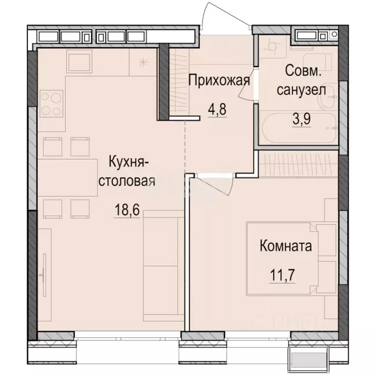 1-к кв. Татарстан, Казань Паркмаяк жилой комплекс (39.0 м) - Фото 1