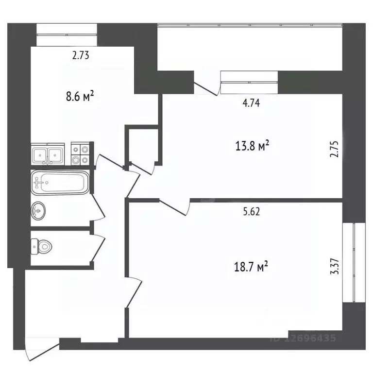2-к кв. Москва Совхозная ул., 14 (51.0 м) - Фото 2