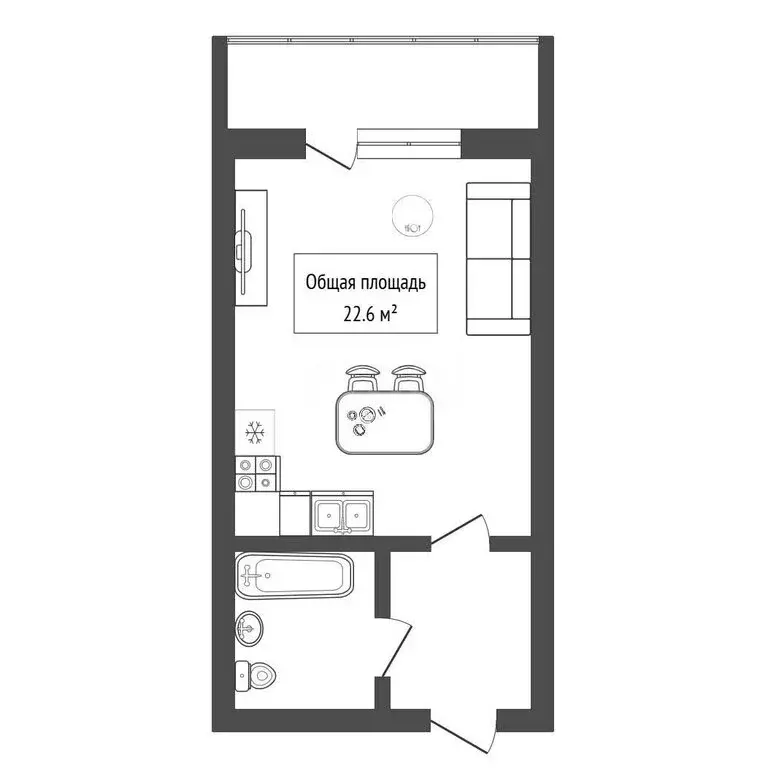 Квартира-студия: Новосибирск, улица Забалуева, 90 (22.6 м) - Фото 1