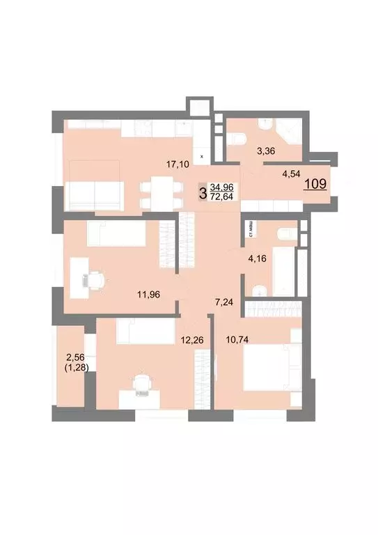 3-комнатная квартира: Екатеринбург, Тенистая улица, 8с5 (72.64 м) - Фото 0