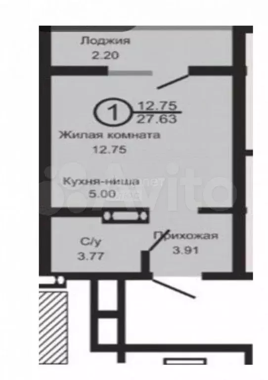 1-к. квартира, 27,6 м, 10/19 эт. - Фото 0