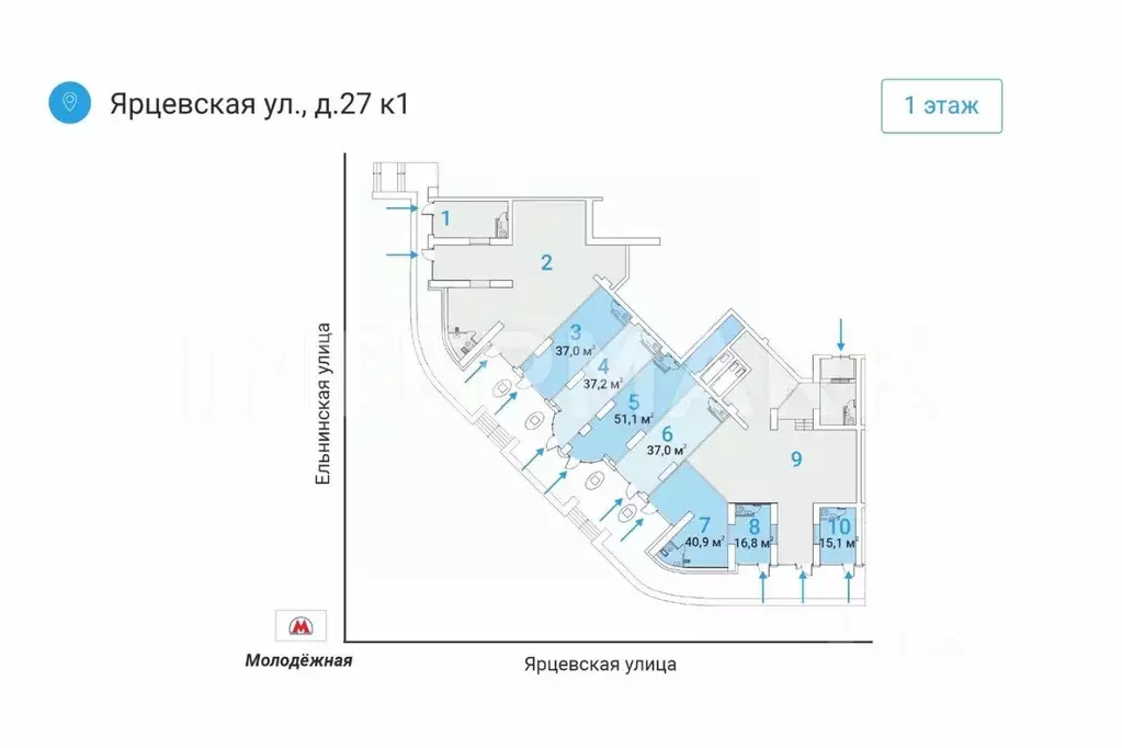 Торговая площадь в Москва Ярцевская ул., 27к1 (235 м) - Фото 1