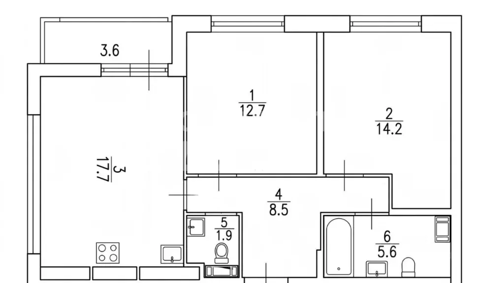 3-к кв. Санкт-Петербург ул. Среднерогатская, 11к2 (60.6 м) - Фото 2