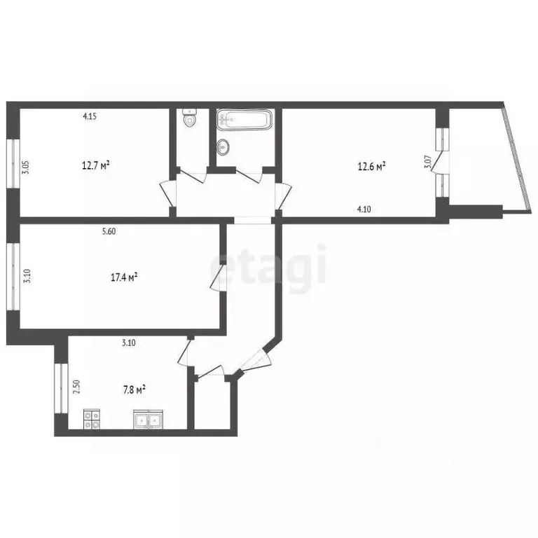 3-к кв. Челябинская область, Челябинск ул. Хохрякова, 30 (65.7 м) - Фото 1