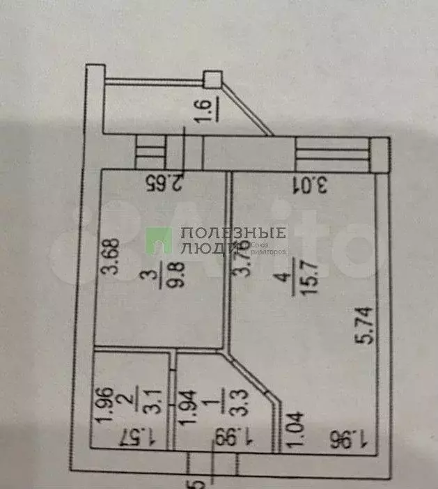 1-к. квартира, 31,9 м, 4/9 эт. - Фото 0