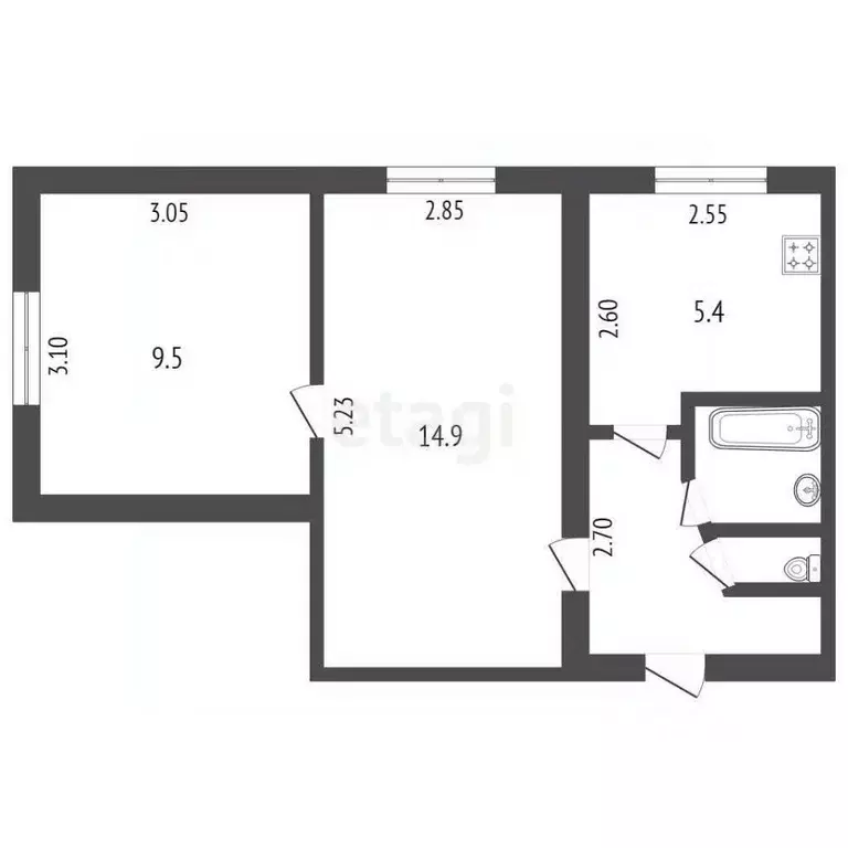 2-к кв. Карачаево-Черкесия, Черкесск просп. Ленина, 54 (50.0 м) - Фото 1