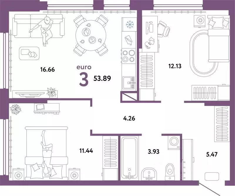 3-к кв. Свердловская область, Екатеринбург ул. Шефская, 22А (53.89 м) - Фото 1