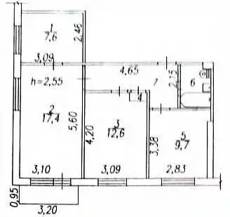 3-к кв. Кемеровская область, Новокузнецк ул. Зорге, 26 (57.9 м) - Фото 1