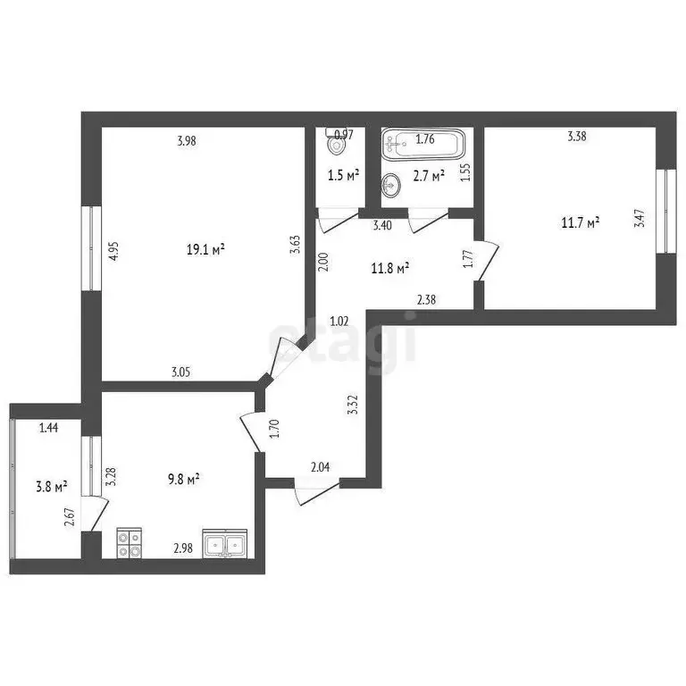 2-комнатная квартира: Мариинский, Хвойная улица, 6 (56.6 м) - Фото 1
