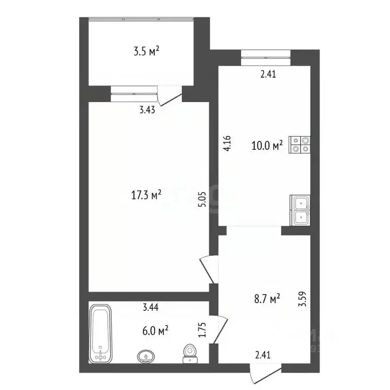 1-к кв. Тюменская область, Тюмень Широтная ул., 187к2 (42.0 м) - Фото 2