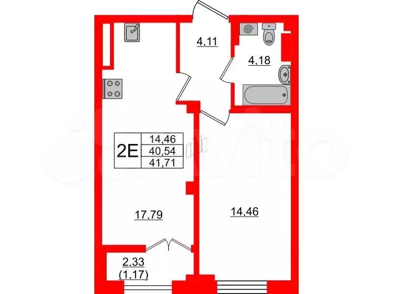 1-к. квартира, 42 м, 5/8 эт. - Фото 0