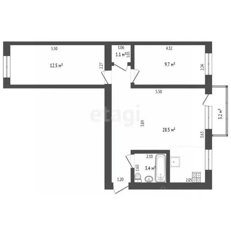 2-к кв. Тюменская область, Тюмень ул. Мельникайте, 90А (54.5 м) - Фото 1