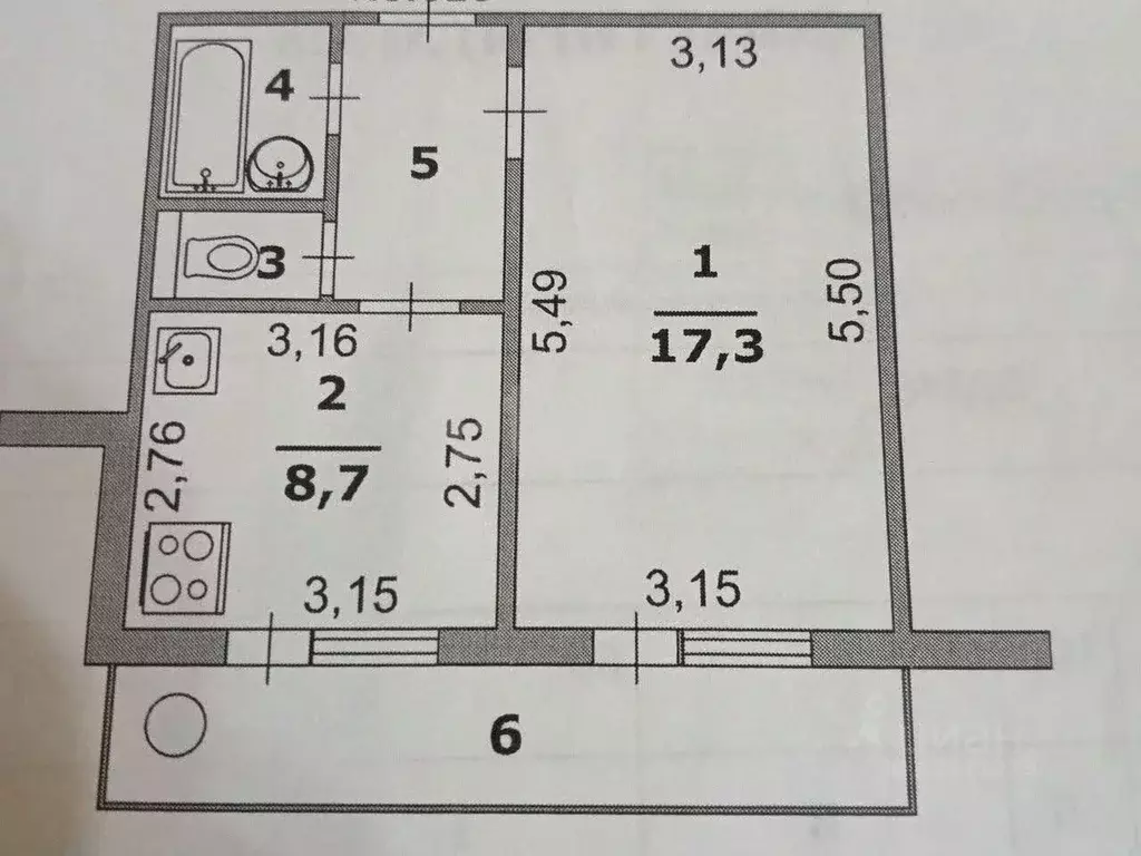 1-к кв. Белгородская область, Белгород бул. Юности, 37 (33.8 м) - Фото 2