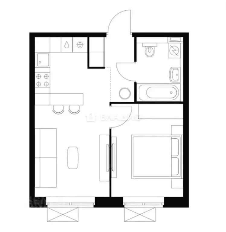 1-комнатная квартира: Москва, улица Сокольнический Вал, 1 (34 м) - Фото 1