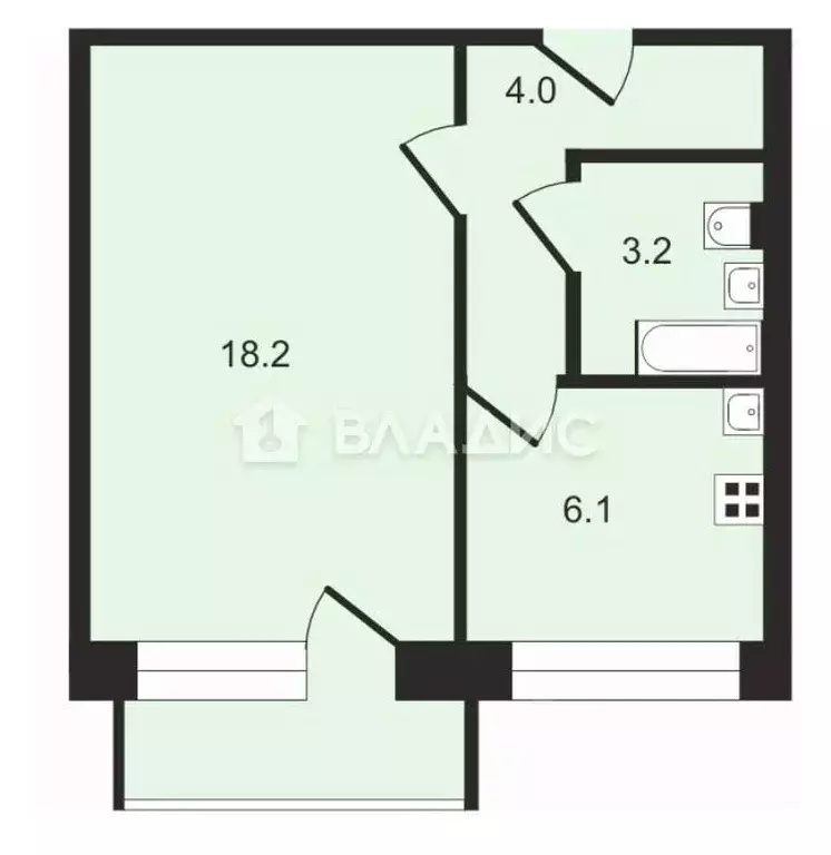 1-к кв. Владимирская область, Ковров ул. Лопатина, 21 (32.3 м) - Фото 1