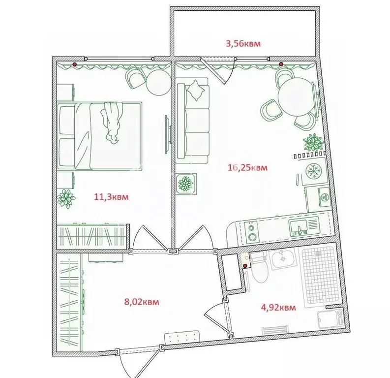 1-к кв. Санкт-Петербург Коломяжский просп., 13к3 (44.05 м) - Фото 2